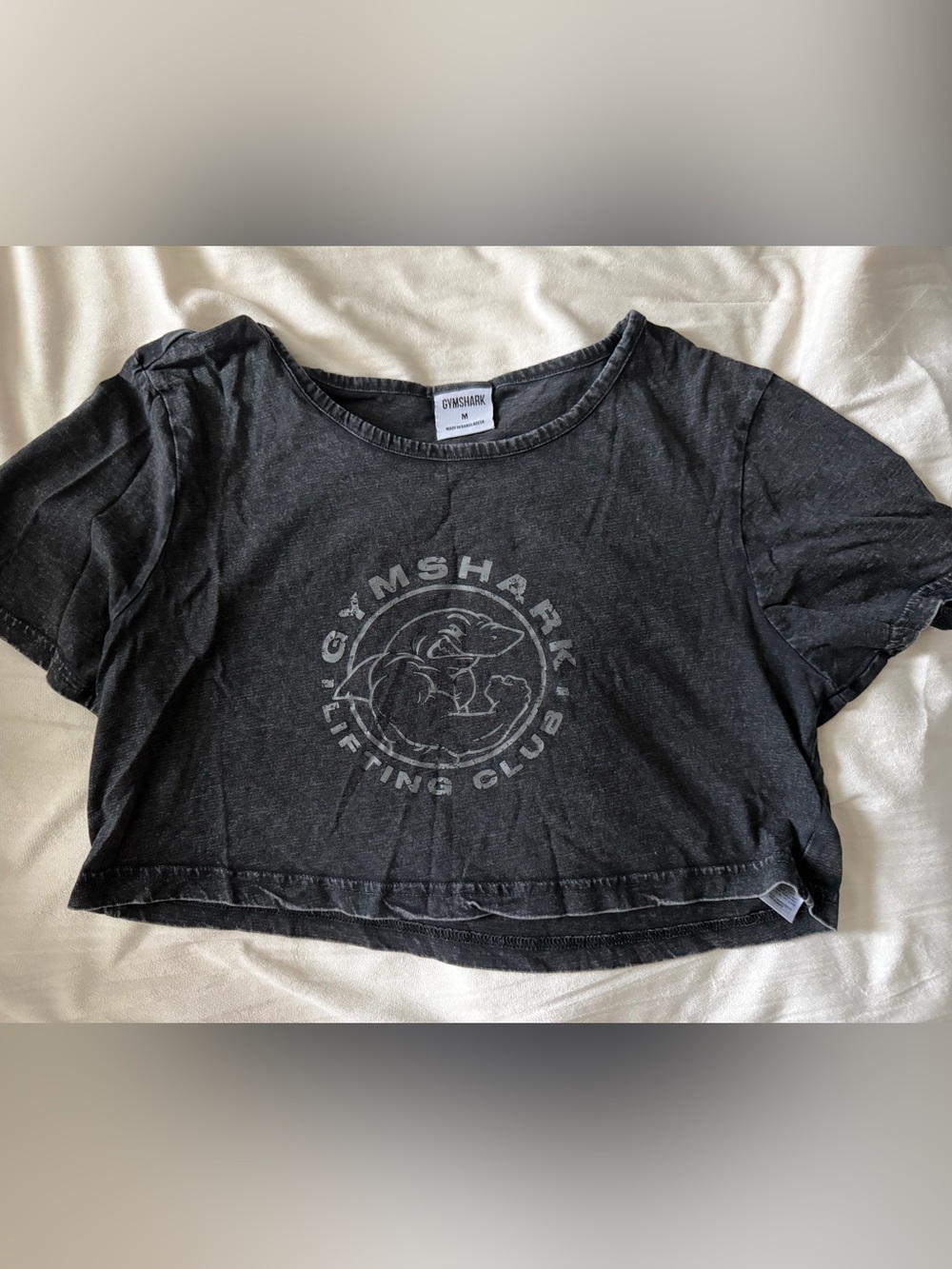 Gymshark Limited Lifting Club Black Graphic Crop Tee Gym Fit Girly